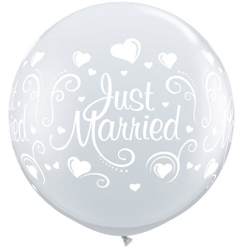 Just Married Hearts Diamond Clear 3FT