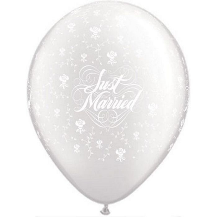 Just Married Flowers-A-Round Pearl White 11 inch