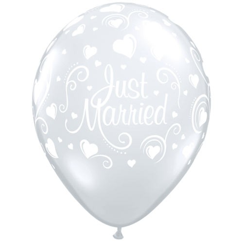 Just Married Hearts Diamond Clear 11 inch