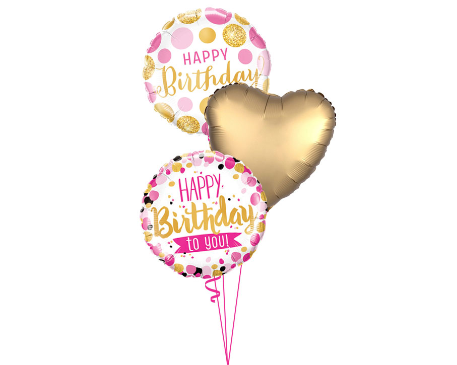Birthday Pink-Gold - Ballon per Post