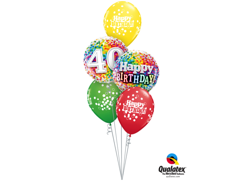 Afbreken Aanzetten Broers en zussen Ballonboeket Happy Birthday Rainbow Confetti 40 - Ballon per Post