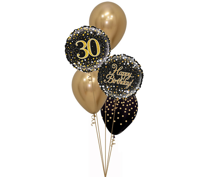Creatie herstel sokken Ballonboeket Birthday Black Gold Confetti 30 - Ballon per Post